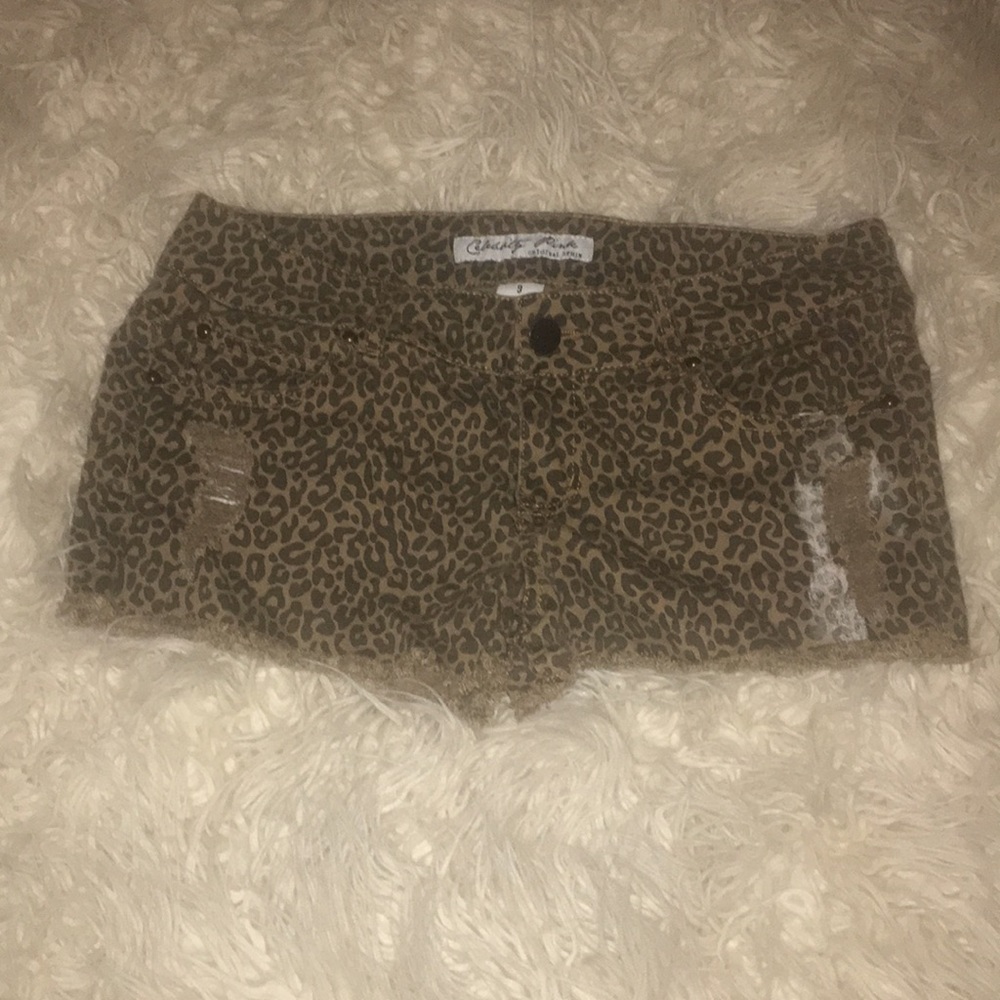 Cheetah/ leopard distressed shorts